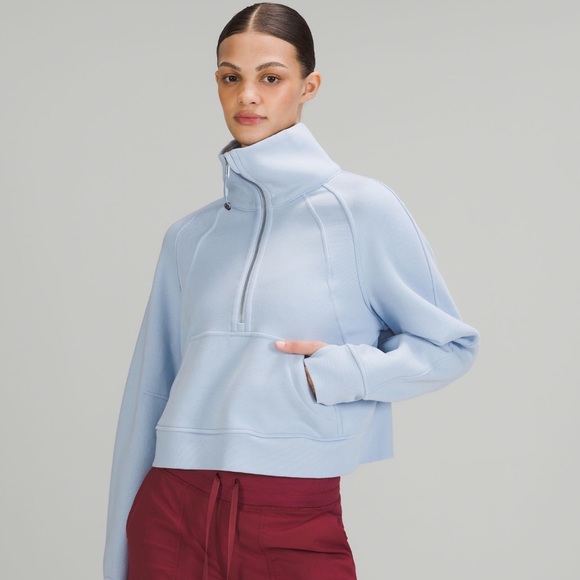 lululemon athletica Tops - Lululemon Scuba Oversized Funnel-Neck Half Zip XL/XXL Color: Blue Linen